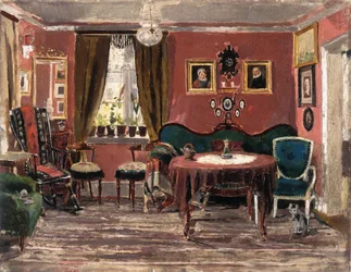 Das Wohnzimmer der Fräuleins Munch in Pilestredet 61 (1881)